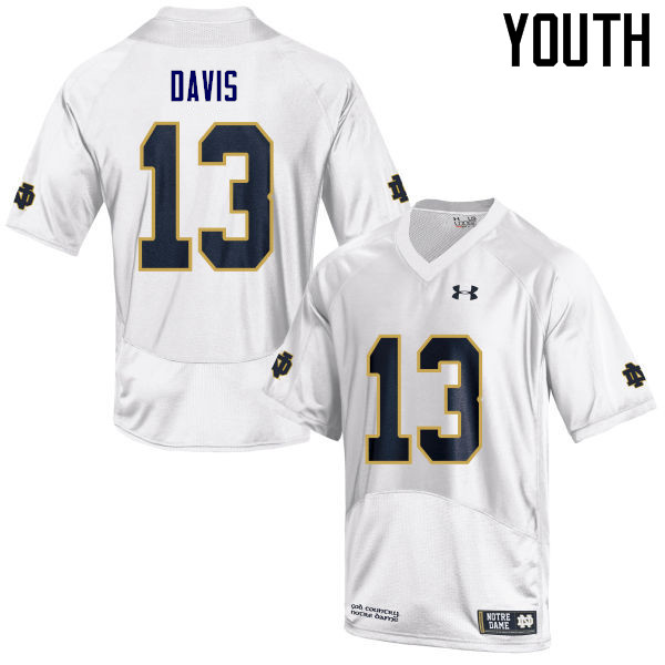 Youth #13 Avery Davis Notre Dame Fighting Irish College Football Jerseys Sale-White - Click Image to Close